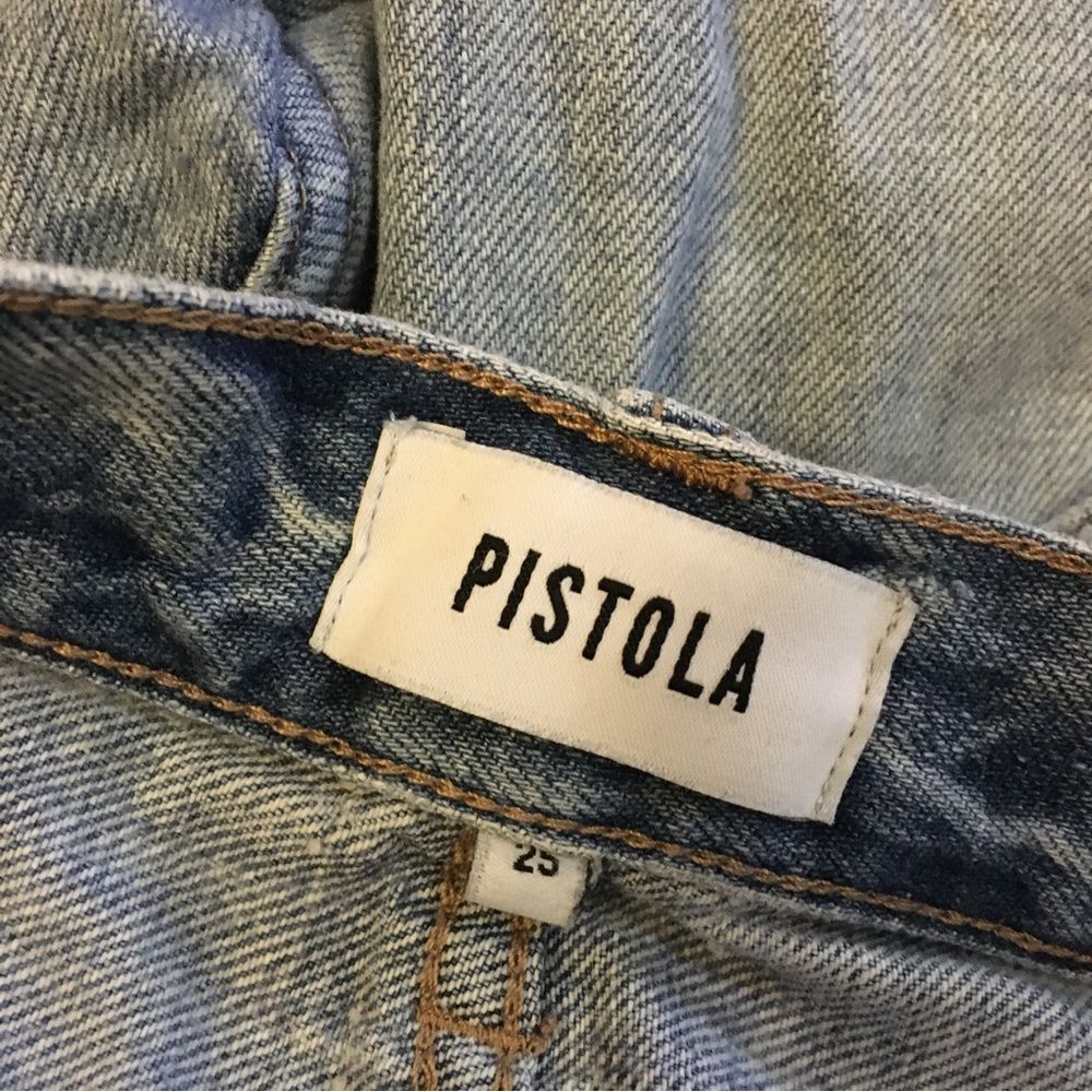 Pistola 25 women’s distressed skinny jeans flawed fabric pulling away on seam